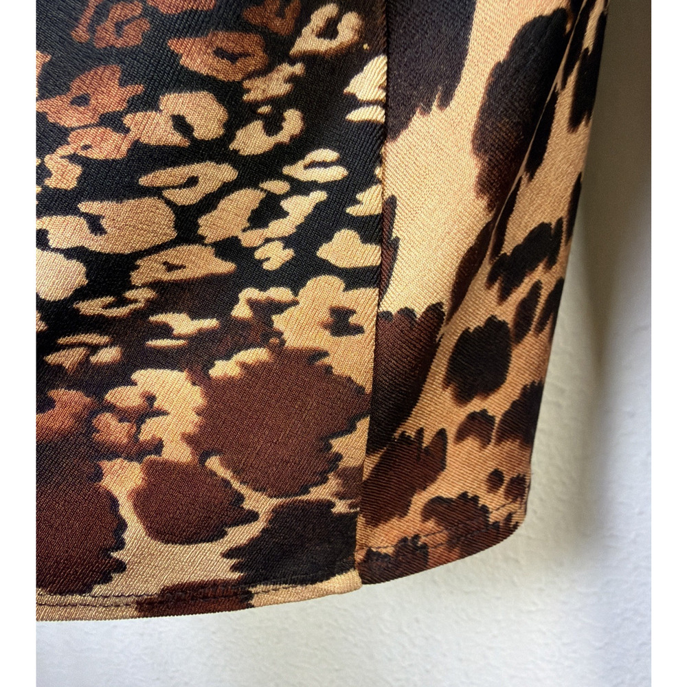Chico's 3 Travelers Peplum Hem Jacket xl Brown Animal Print bohemian vintage - Picture 7 of 13